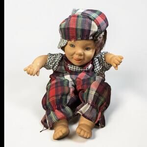 Vintage Gi-Go Tu Baby Doll in Plaid Outfit | Small Vinyl Character Doll